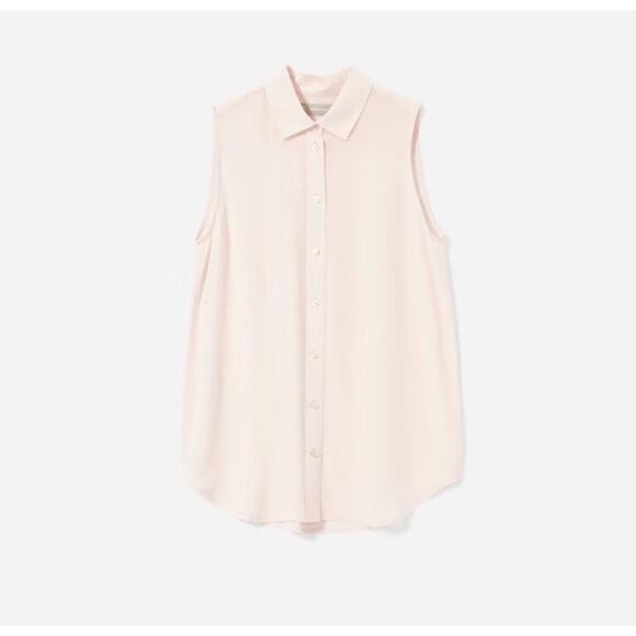 Everlane Top Women's 0 Light Pale The Clear Silk Relaxed Sleeveless Button Up - Picture 3 of 6